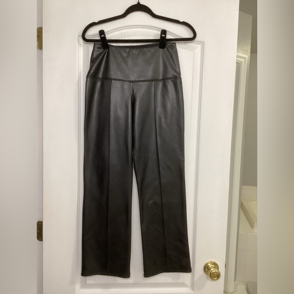 Joie Vegan Faux  Leather Soft Lined Black Wide Leg Pants - size small